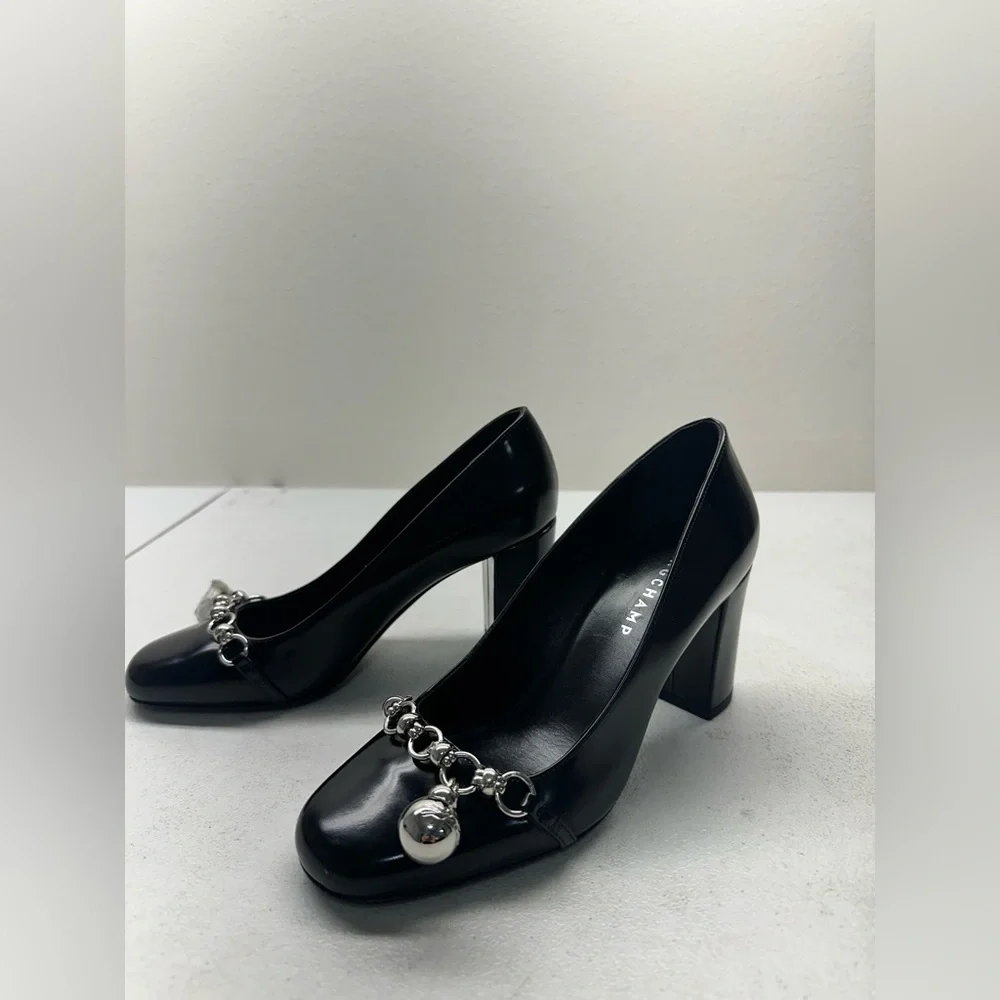 Longchamp Black Heels with Silver Accents size 37